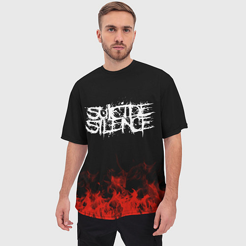 Мужская футболка оверсайз Suicide Silence: Red Flame / 3D-принт – фото 3