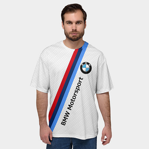 Мужская футболка оверсайз BMW Motorsport: White Carbon / 3D-принт – фото 3