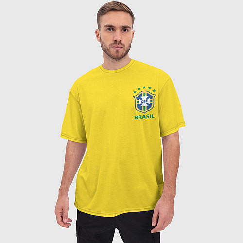 Мужская футболка оверсайз Сборная Бразилии / 3D-принт – фото 3