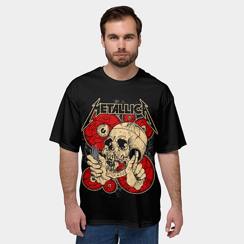 Мужская футболка оверсайз Metallica Skull / 3D-принт – фото 3
