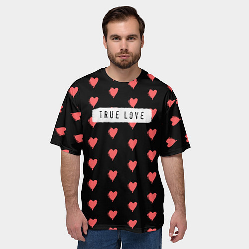 Мужская футболка оверсайз True Love / 3D-принт – фото 3
