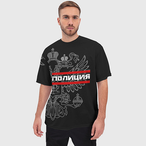 Мужская футболка оверсайз Полиция: герб РФ / 3D-принт – фото 3