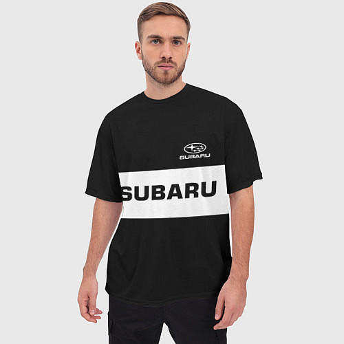 Мужская футболка оверсайз Subaru: Black Sport / 3D-принт – фото 3