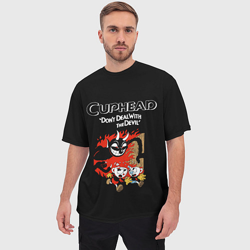 Мужская футболка оверсайз Cuphead: Hell Devil / 3D-принт – фото 3