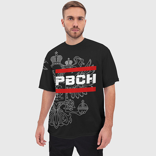 Мужская футболка оверсайз РВСН: герб РФ / 3D-принт – фото 3