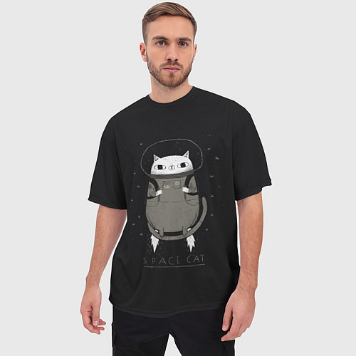 Мужская футболка оверсайз Space Cat / 3D-принт – фото 3