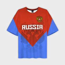Мужская футболка оверсайз Russia Red & Blue