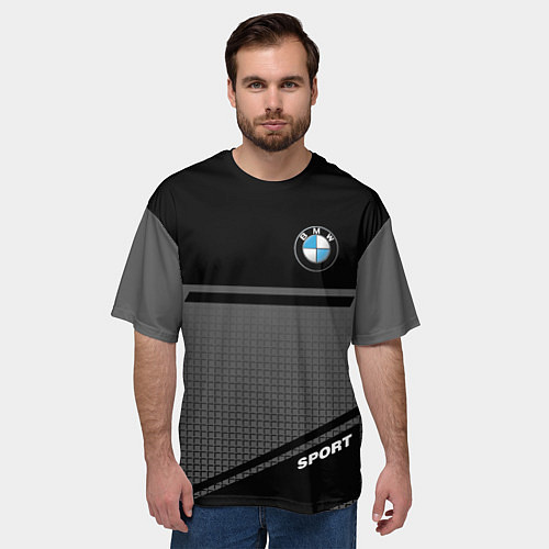 Мужская футболка оверсайз BMW SPORT БМВ СПОРТ / 3D-принт – фото 3