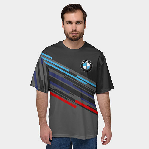 Мужская футболка оверсайз BMW BRAND COLOR / 3D-принт – фото 3