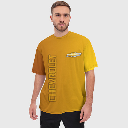 Мужская футболка оверсайз Chevrolet желтый градиент / 3D-принт – фото 3
