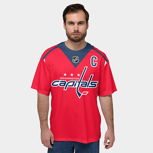 Мужская футболка оверсайз Washington Capitals: Ovechkin Red / 3D-принт – фото 3