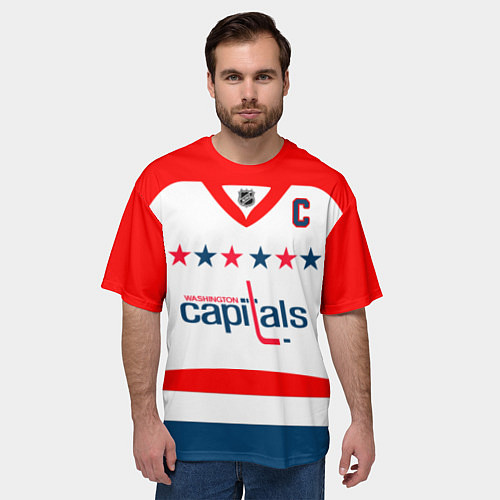 Мужская футболка оверсайз Washington Capitals: Ovechkin White / 3D-принт – фото 3