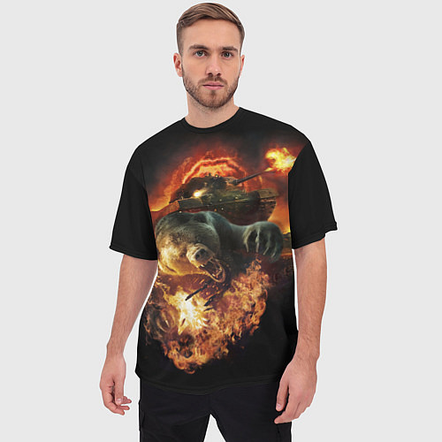 Мужская футболка оверсайз Армейский медведь / 3D-принт – фото 3