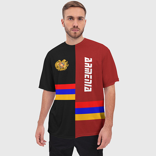 Мужская футболка оверсайз Armenia / 3D-принт – фото 3