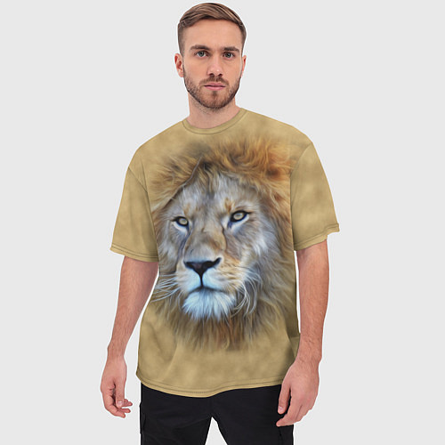 Мужская футболка оверсайз Песчаный лев / 3D-принт – фото 3