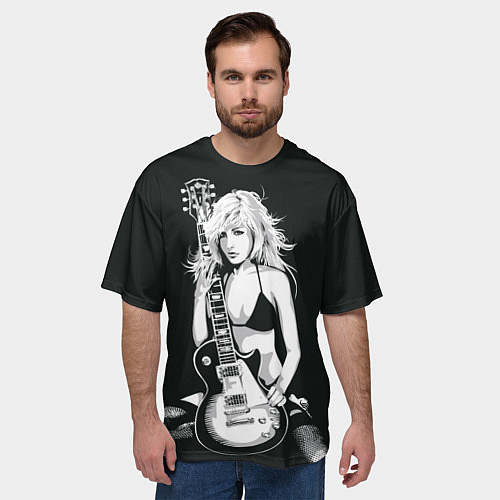 Мужская футболка оверсайз Рокерская душа / 3D-принт – фото 3