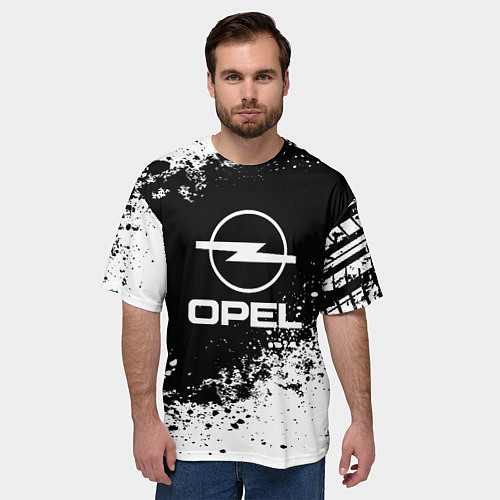Мужская футболка оверсайз Opel: Black Spray / 3D-принт – фото 3
