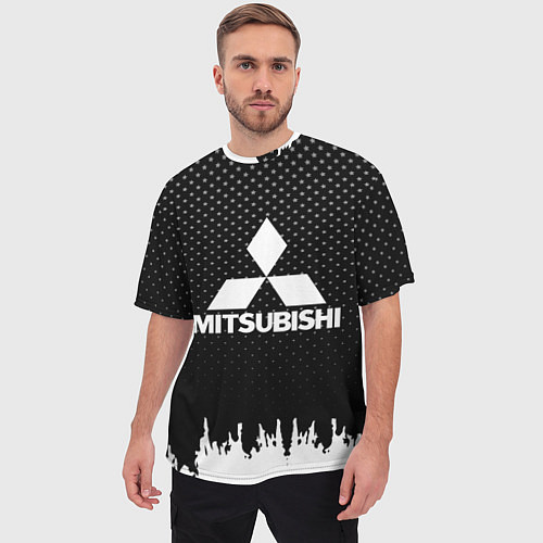 Мужская футболка оверсайз Mitsubishi: Black Side / 3D-принт – фото 3