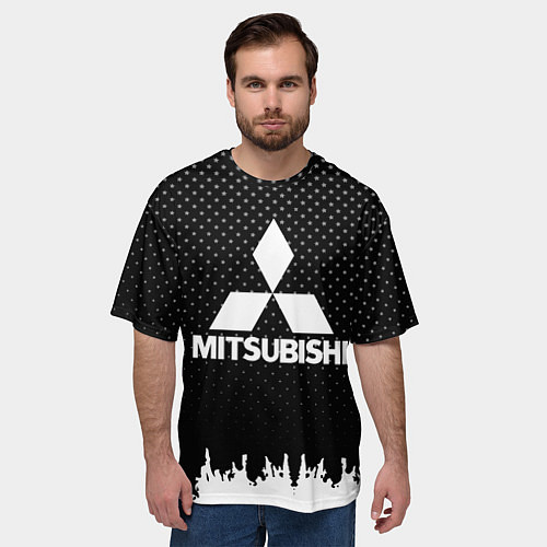 Мужская футболка оверсайз Mitsubishi: Black Side / 3D-принт – фото 3