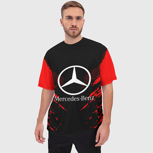Мужская футболка оверсайз Mercedes-Benz: Red Anger / 3D-принт – фото 3