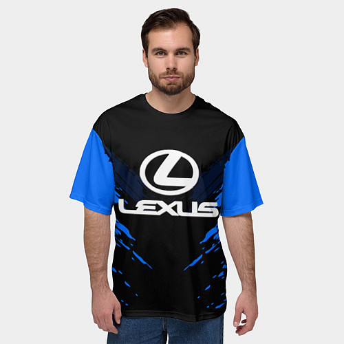 Мужская футболка оверсайз Lexus: Blue Anger / 3D-принт – фото 3