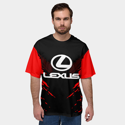 Мужская футболка оверсайз Lexus: Red Anger / 3D-принт – фото 3