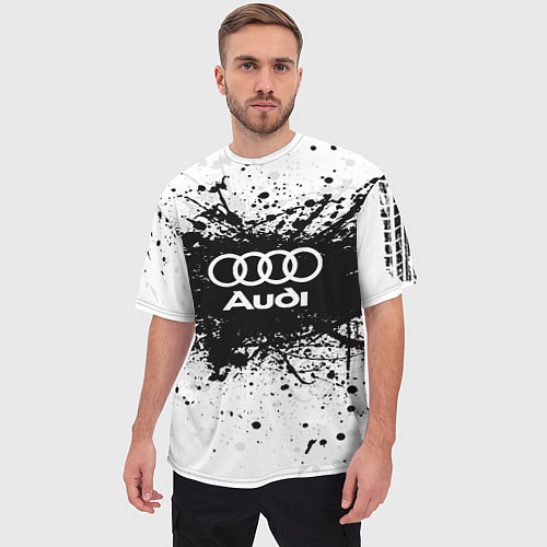 Мужская футболка оверсайз Audi: Black Spray / 3D-принт – фото 3