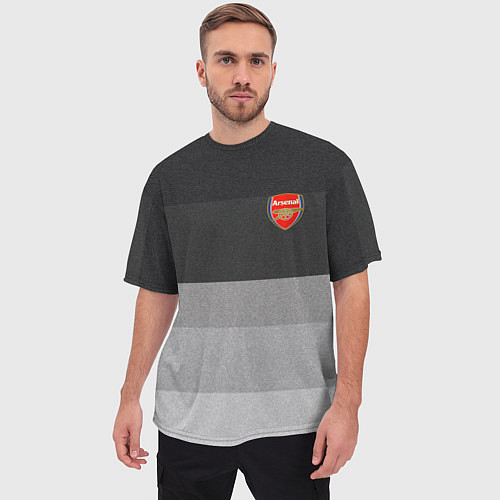 Мужская футболка оверсайз ФК Арсенал: Серый стиль / 3D-принт – фото 3