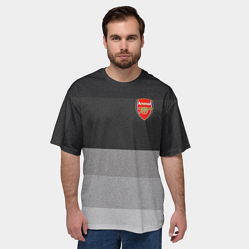 Мужская футболка оверсайз ФК Арсенал: Серый стиль / 3D-принт – фото 3