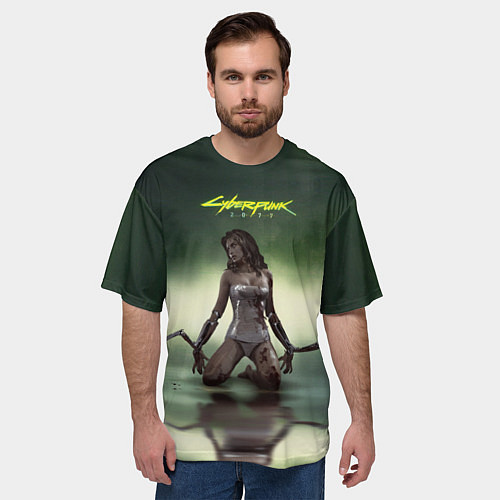 Мужская футболка оверсайз Cyberpunk 2077: Dark Blood / 3D-принт – фото 3