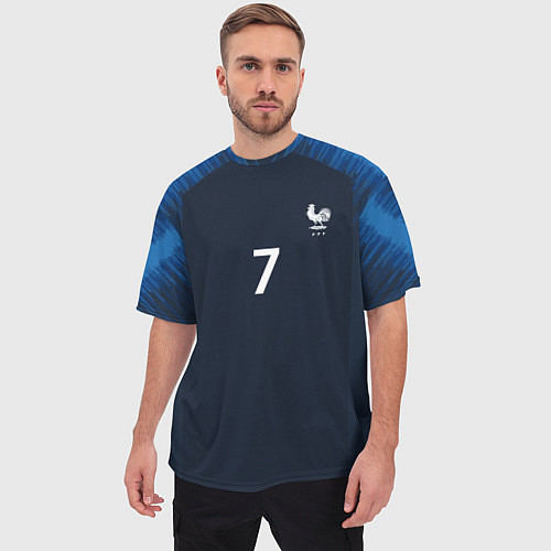 Мужская футболка оверсайз Сборная Франции: Гризманн домашняя 18/19 / 3D-принт – фото 3