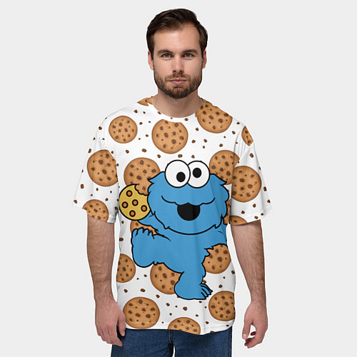 Мужская футболка оверсайз Cookie Monster / 3D-принт – фото 3