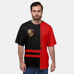 Футболка оверсайз мужская Porsche: Red Sport, цвет: 3D-принт — фото 2