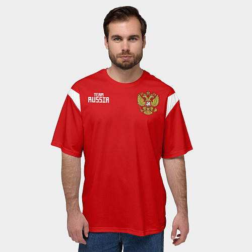 Мужская футболка оверсайз Россия: Акинфеев ЧМ-2018 / 3D-принт – фото 3