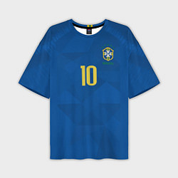 Футболка оверсайз мужская Сборная Бразилии: Неймар ЧМ-2018 гостевая, цвет: 3D-принт