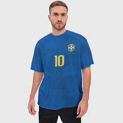 Футболка оверсайз мужская Сборная Бразилии: Неймар ЧМ-2018 гостевая, цвет: 3D-принт — фото 2