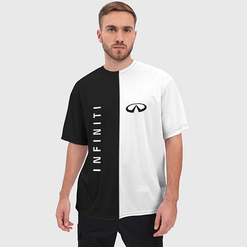 Мужская футболка оверсайз Infiniti: Black & White / 3D-принт – фото 3