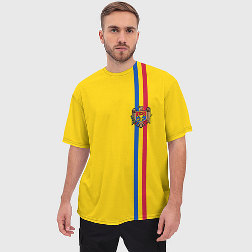 Мужская футболка оверсайз Молдавия: лента с гербом / 3D-принт – фото 3