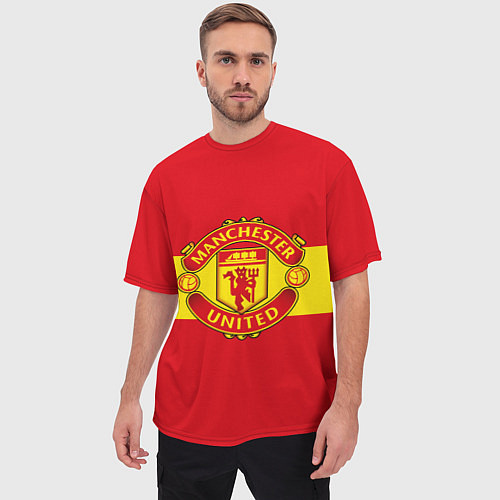 Мужская футболка оверсайз FC Man United: Red Style / 3D-принт – фото 3