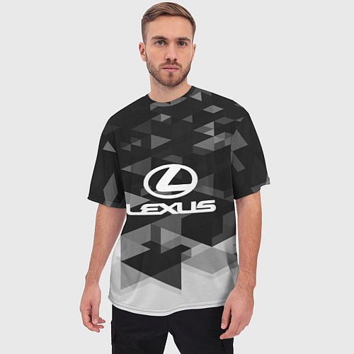 Мужская футболка оверсайз Lexus sport geometry / 3D-принт – фото 3