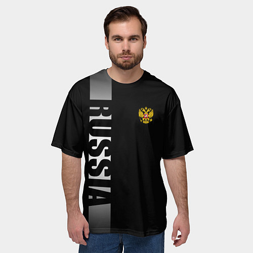 Мужская футболка оверсайз Russia: Black Line / 3D-принт – фото 3