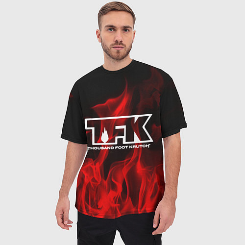Мужская футболка оверсайз Thousand Foot Krutch: Red Flame / 3D-принт – фото 3