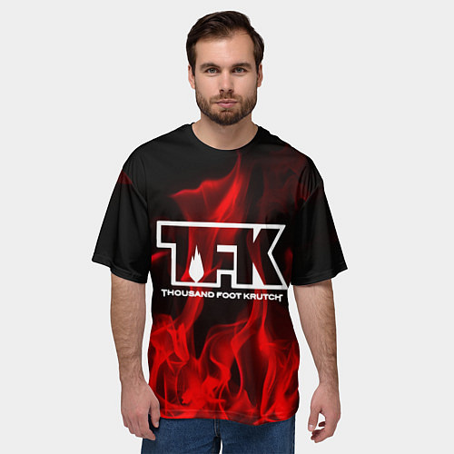 Мужская футболка оверсайз Thousand Foot Krutch: Red Flame / 3D-принт – фото 3