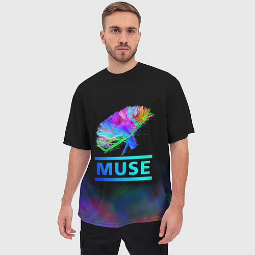 Мужская футболка оверсайз Muse: Neon Flower / 3D-принт – фото 3
