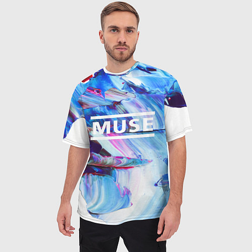 Мужская футболка оверсайз MUSE: Blue Colours / 3D-принт – фото 3