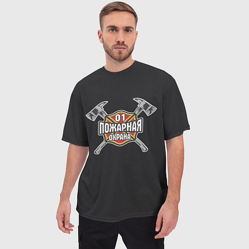 Мужская футболка оверсайз Пожарная охрана 01 / 3D-принт – фото 3