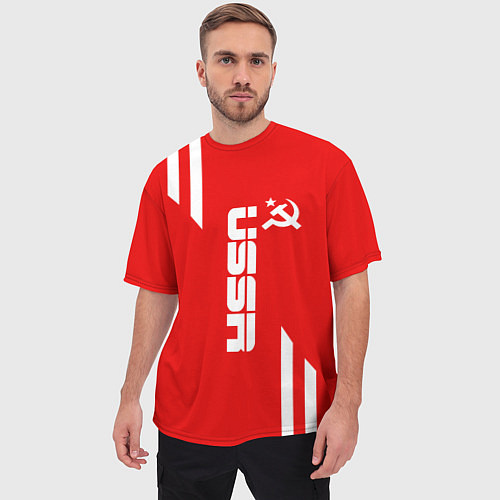 Мужская футболка оверсайз USSR: Red Sport / 3D-принт – фото 3