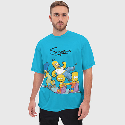 Мужская футболка оверсайз Семейка Симпсонов / 3D-принт – фото 3