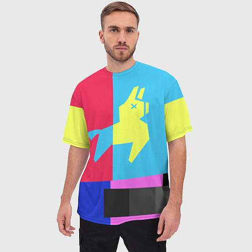 Мужская футболка оверсайз Цветная Лама / 3D-принт – фото 3