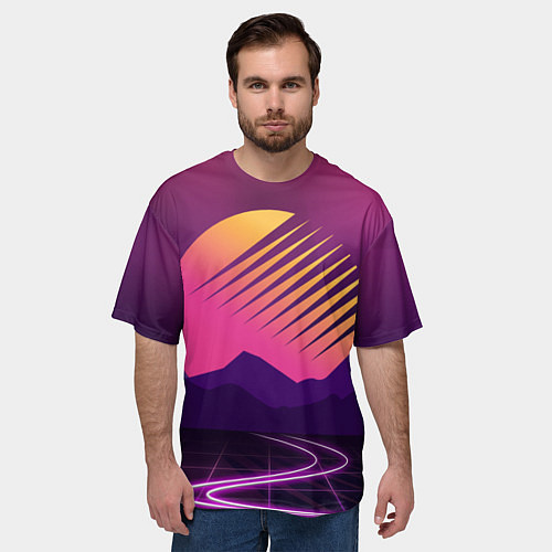 Мужская футболка оверсайз Digital Sun / 3D-принт – фото 3